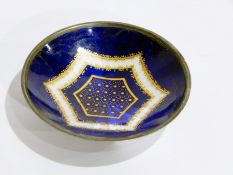 German sterling silver, pearlescent and plique-a-jour blue enamel dish,