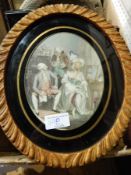 Box containing wood engravings of buildings,