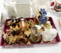 Kaiser bisque porcelain model of fox, another of an owl, Kaiser bisque porcelain slab vase,