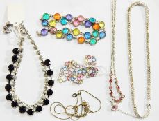 Diamante necklace and other costume jewellery