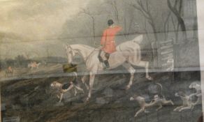 Pair handcoloured hunting prints after T N H Walsh - 