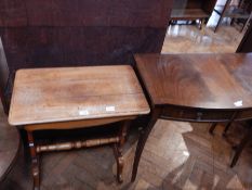 A reproduction Georgian style mahogany bow front side table with two frieze drawers,