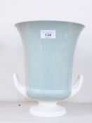 Wedgwood pottery Keith Murray campana-shaped vase in green and cream with Wedgwood 