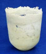 Studio glass vase, crackled ice-effect with pierced sides and raised edge,