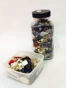 Large quantity buttons including mother-of-pearl, glass,