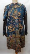 A late 19th century Chinese silk dragon robe 