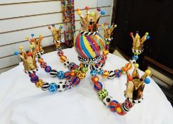 Mary Rose Young 
Studio pottery electrolier, six-branch,