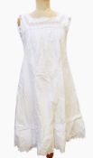 A Victorian nightgown with broderie anglaise bodice, a pair of Victorian cami-knickers,