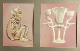 Dennis Lascelles (1949) 
Oil on canvas
Egyptian gold sculpture and a drinking glass,