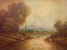 H Moncayo (1894-1984) 
Oil on panel 
Mount Cotopax, Ecuador,