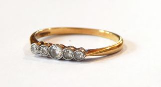 18ct gold five-stone diamond ring,
