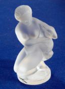 A Lalique figure of a nude woman with a deer 