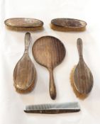 George V silver-backed dressing table set consisting of hand mirror,