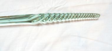 A glass straight walking cane, clear glass with barleytwist to each point,