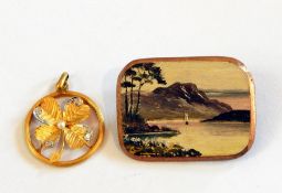 Georgian pinchbeck mourning brooch inset with woven hair,