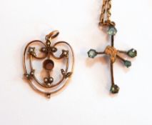 Edwardian 9ct gold seedpearl pendant,