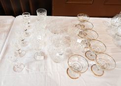 Six champagne bowls with gilt rims engraved with dancing naiads,