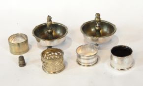 A silver-backed hairbrush, a small penknife, two silver thimbles,