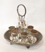 An EPNS egg cruet comprising six egg cups,