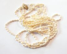 Three-strand freshwater pearl necklace with silver clasp