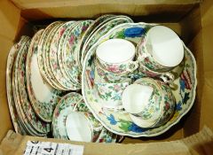Quantity Crown Staffordshire floral tea china and Masons pottery 