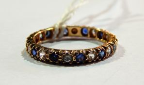 9ct gold sapphire and white stone full eternity ring