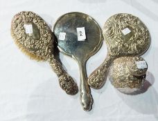 Victorian silver-mounted cut glass scent bottle having silver top and overlay to the shoulders with