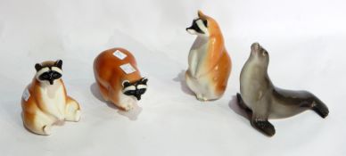 USSR model seal and three USSR model raccoons