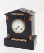 Black slate and enamel mantel clock, the enamel dial marked 