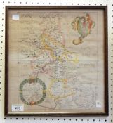 After Blome Antique handcoloured map of Buckinghamshire, with its hundreds,