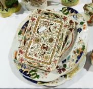 Various Staffordshire and other figures and 5 Victorian plates