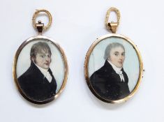 19th century English school Miniature Head and shoulders portrait of a gentleman,