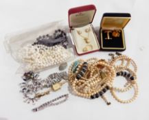 A paste fringe necklace, a paste Mabel tan brooch,