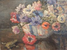 A floral still life study, initialled 