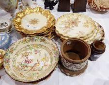 Limoges dessert plates with gilt border and floral gilt pattern in the middle and other items and a