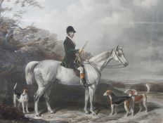 After W & H Barraud Handcoloured engraving Huntsman,