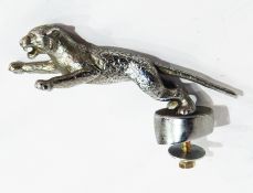 White metal leaping jaguar car mascot