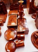 A pair of Moroccan thuya wood turned baluster candlesticks,