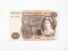 Series C patent £10 error, ref E2D/1, signed 