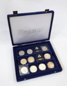 Two boxes of proof silver crowns,