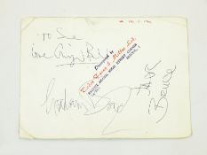 Three signatures to include Ginger Baker, Graham Bond and Jack Bruce,