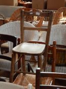 A pine chair with rush seat,