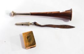 Silver-mounted copper hunting horn,