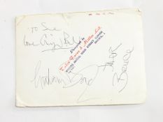 Three signatures to include Ginger Baker, Graham Bond and Jack Bruce,