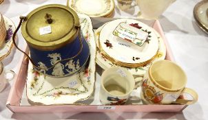 A Shelley Art Nouveau china part tea service, violet decorated,