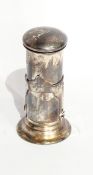 A late Victorian silver shaving brush warmer, with hinged cover, raised on a circular foot,