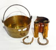 A wooden folding music stand, iron bound barrel marked 'HE & Co, Worcester',