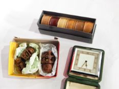 A set of six 'Design Centre' vintage turned wood napkin rings, various exotic woods,