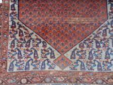Persian wool rug of geometric design,