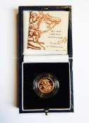 A 1999 gold proof half-sovereign,